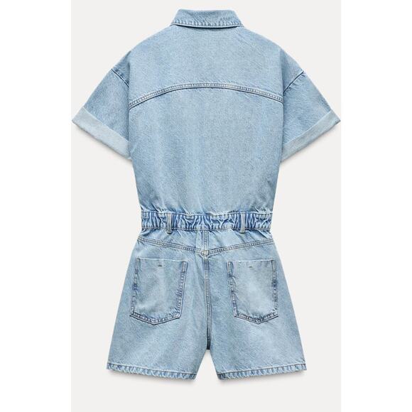 Nwt- Zara-Denim Romper-medium - Picture 3 of 8